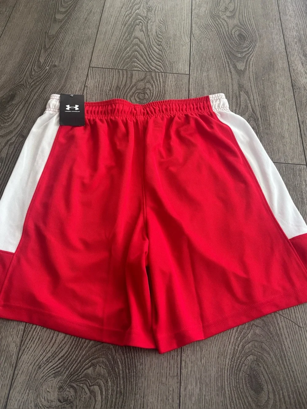Under Armour Mens  Red and White Athletic Shorts